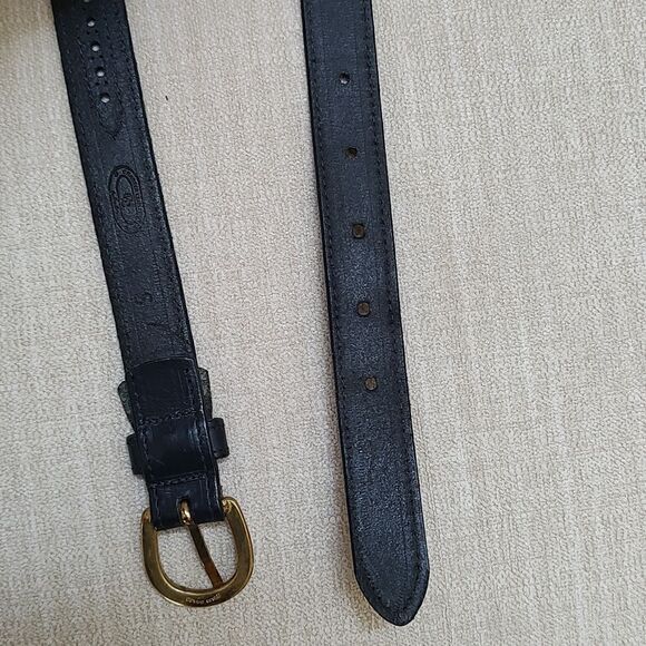 Charter Club Navy Blue Leather Belt Solid Brass Buckle - Picture 5 of 10